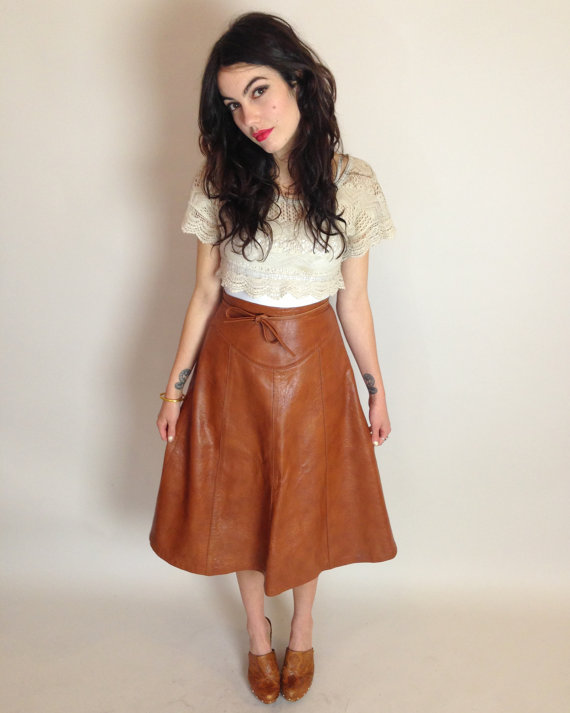 70's Leather Wrap Skirt